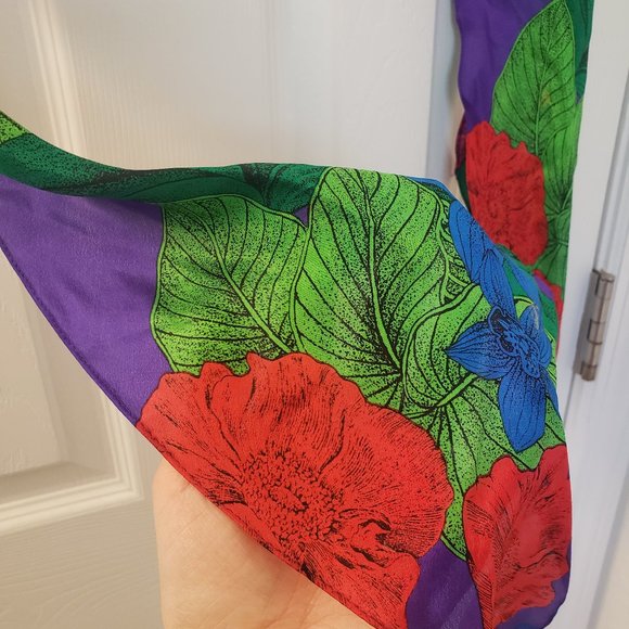 Pair of Scarves Floral Flowers Red Thin Sheer Wrap - Picture 5 of 14